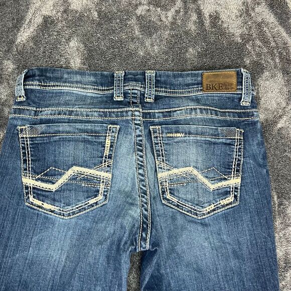 BKE Payton Crop Stretch Jeans Womens Size 28 Blue Dark Wash Double Cuff - Picture 5 of 6